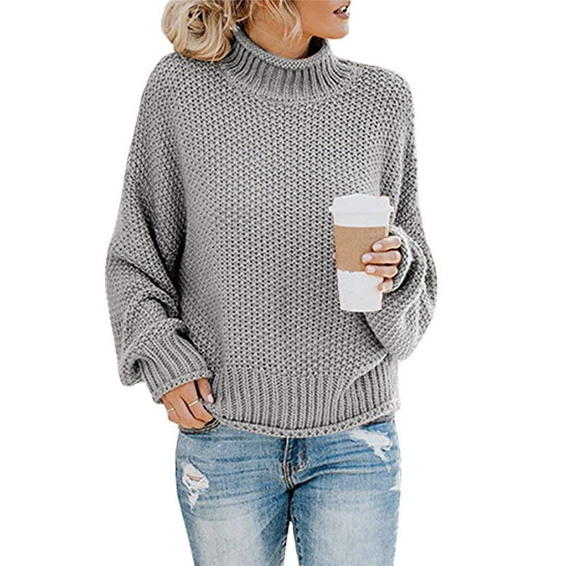 Women Turtleneck Pullover Knitwear Thick Thread