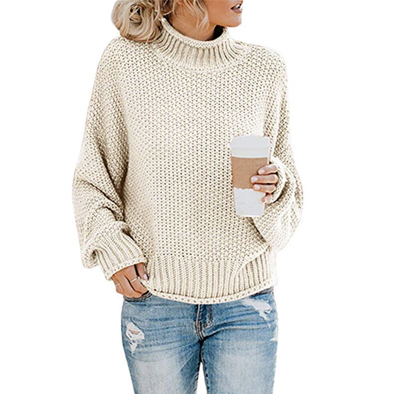 Women Turtleneck Pullover Knitwear Thick Thread