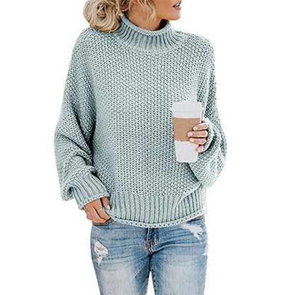 Women Turtleneck Pullover Knitwear Thick Thread