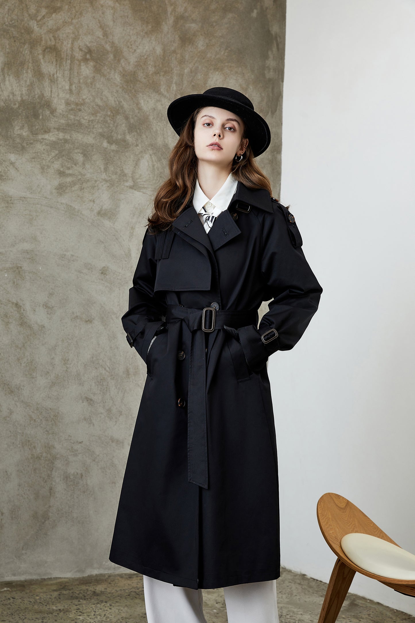 Korean Women Trench Coat knee Length