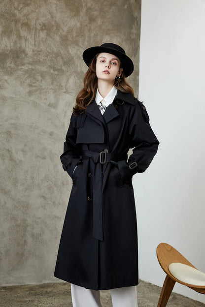 Women's Trench Coat, Black, Grey