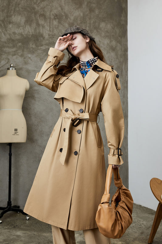 Korean Women Trench Coat knee Length