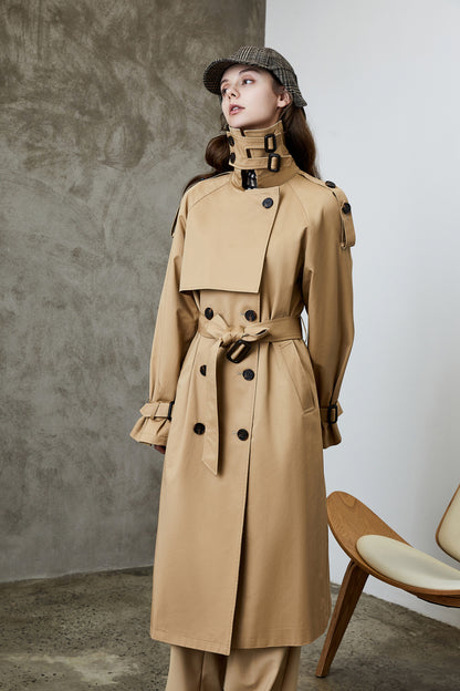 Korean Women Trench Coat knee Length