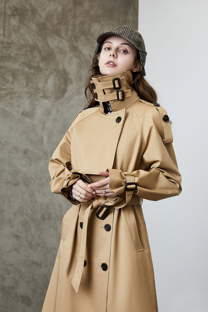 Korean Women Trench Coat knee Length