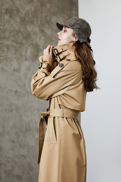 Korean Women Trench Coat knee Length