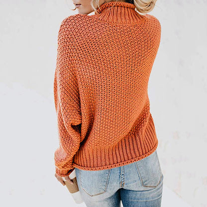 Women Turtleneck Pullover Knitwear Thick Thread