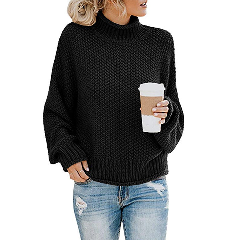 Women Turtleneck Pullover Knitwear Thick Thread