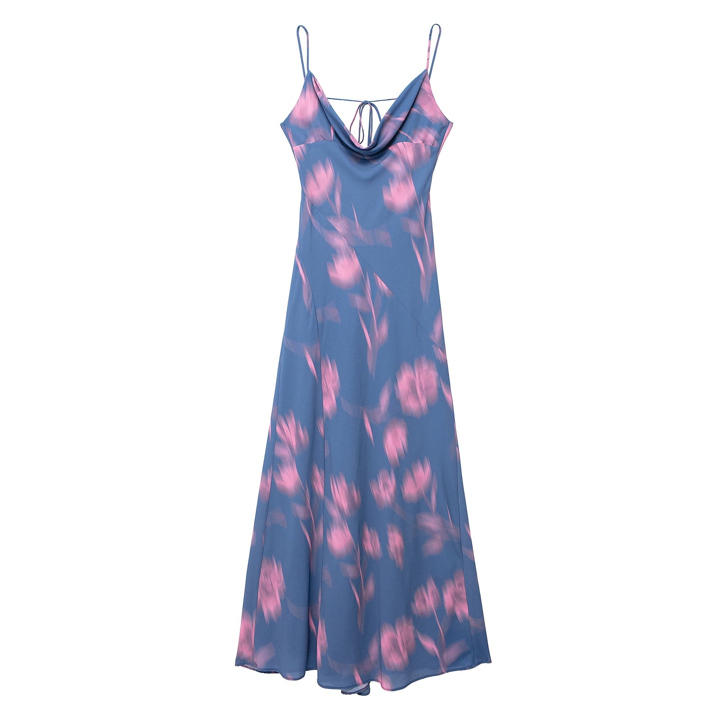 Women Slip Maxi Dress Slim Fit Draped Collar Printing