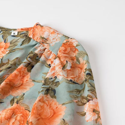 Women Floral Summer Dress V Neck