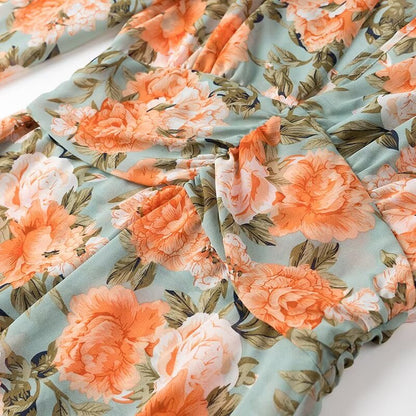 Women Floral Summer Dress V Neck