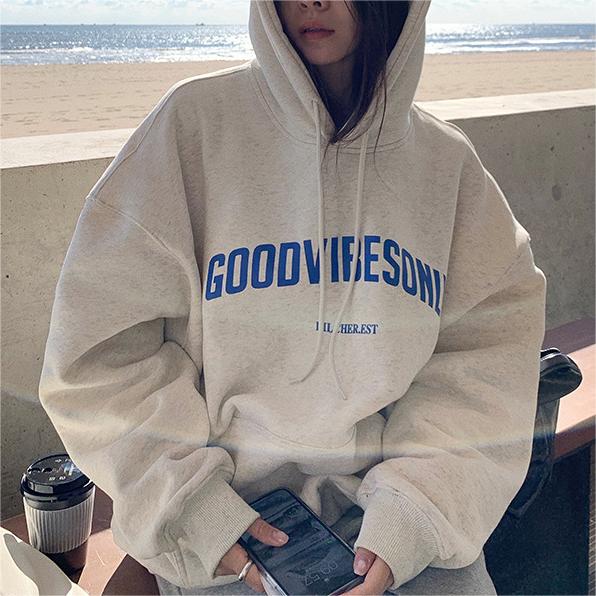 Women Fleece Printed Hooded Sweater