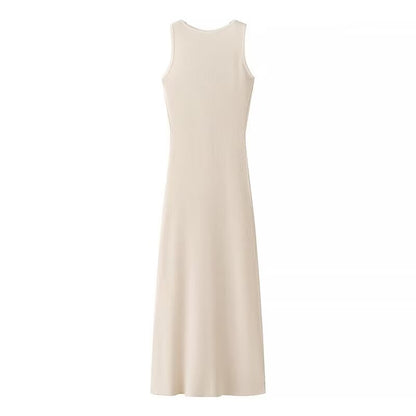 Slim Knit Dress Sleeveless Round Neck