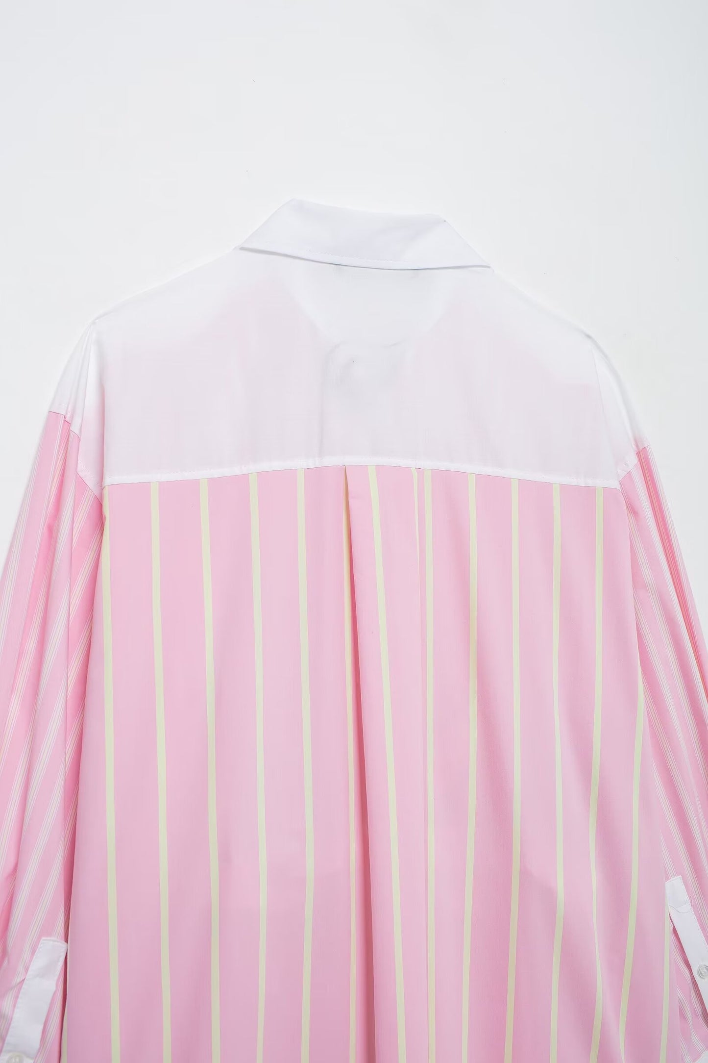 Women Shirt Top Striped Color Turnover Neck