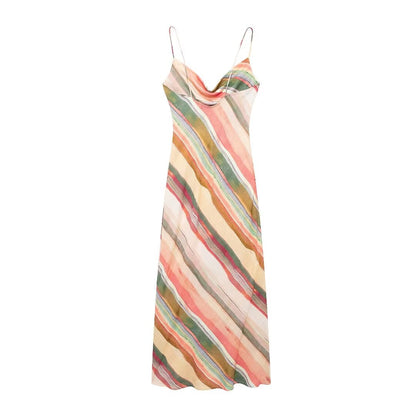 Sleeveless Striped Sling Dress