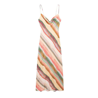 Sleeveless Striped Sling Dress