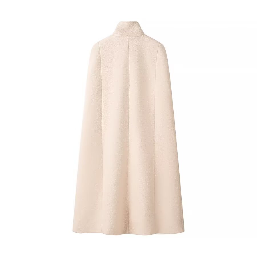 Casual Women's Sleeveless Solid Color Turtleneck Cloak Coat