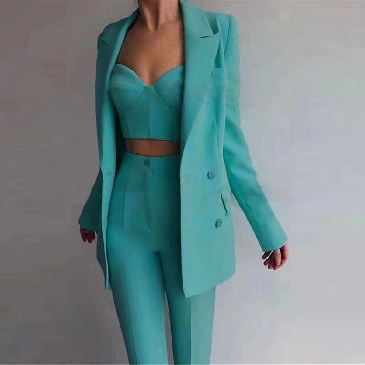 Women Bra Pants Blazer Suit Set