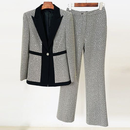 Sophisticated Plaid Two-Piece Work Pants Set