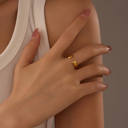 "18K Gold Geometric Asymmetric Open Titanium Steel Ring"