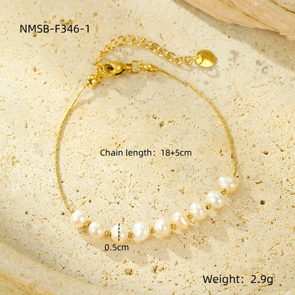 All-Match Pearl Adjustable 18K Gold Titanium Bracelet