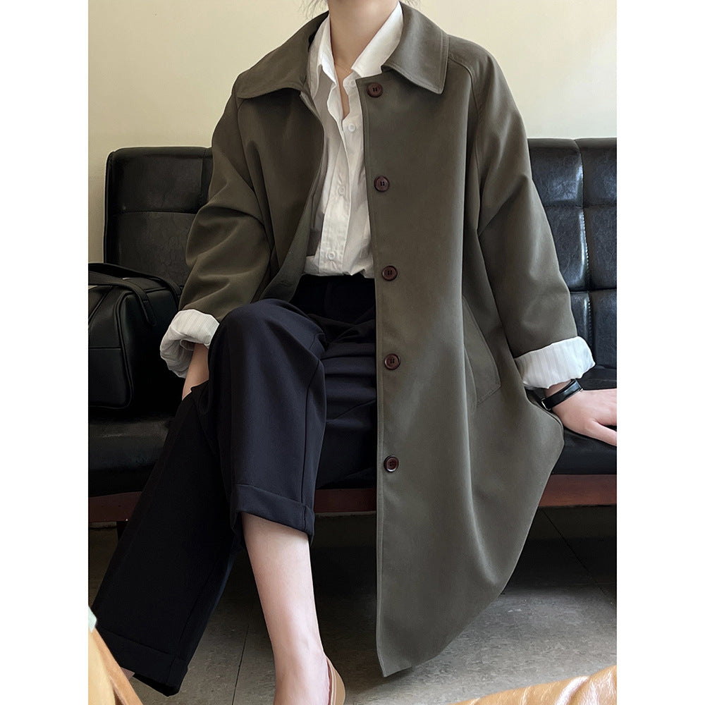 Women Trench Coat Mid Length