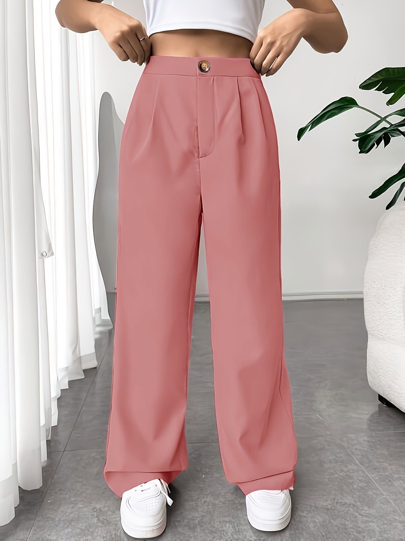 Women High Waist tailored trousers Mop Pants