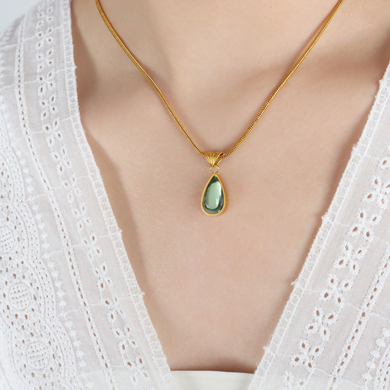 Women  Non Fading Olive Green Necklace