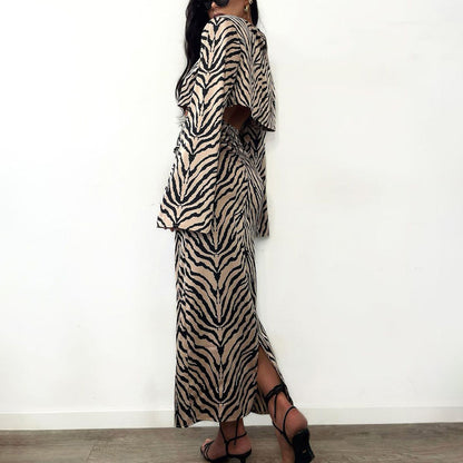 Two Piece Skirt Set Zebra Print