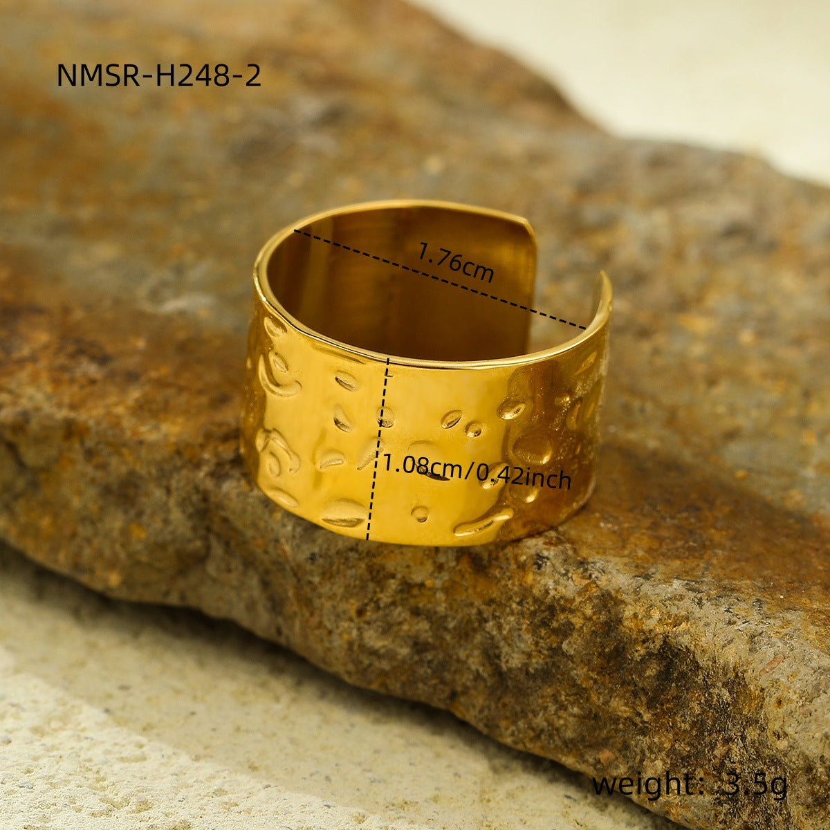 "18K Gold Geometric Asymmetric Open Titanium Steel Ring"