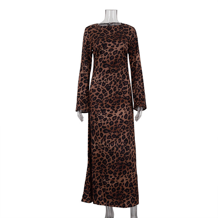 Leopard Print High Waist Slim Fit Dress