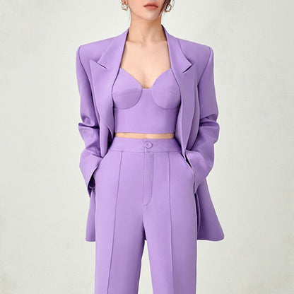 Women 3 Piece Blazer Suit Set