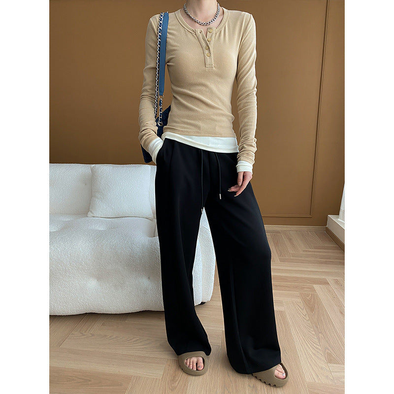 "Sinan Casual Wide-Leg Sports Pants for Early Spring"