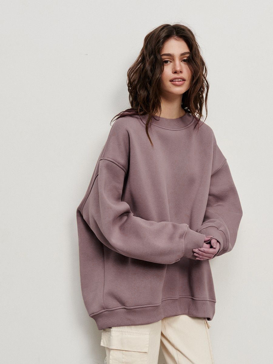 "Women’s Loose Round Neck Fleece Sweatshirt"