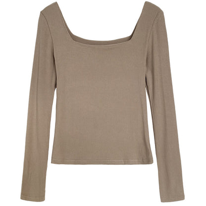 Women Long Sleeve Square Neck T shirt