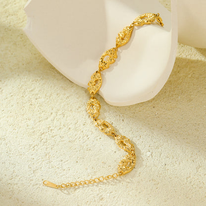 "Retro Gold Plated Hollow Texture Bracelet"