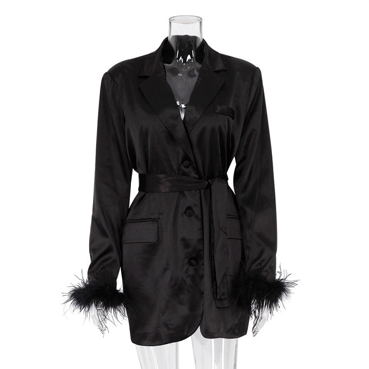 Ostrich Feather Dress Black White