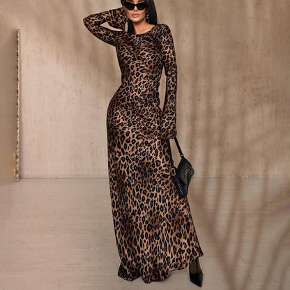 Leopard Print High Waist Slim Fit Dress