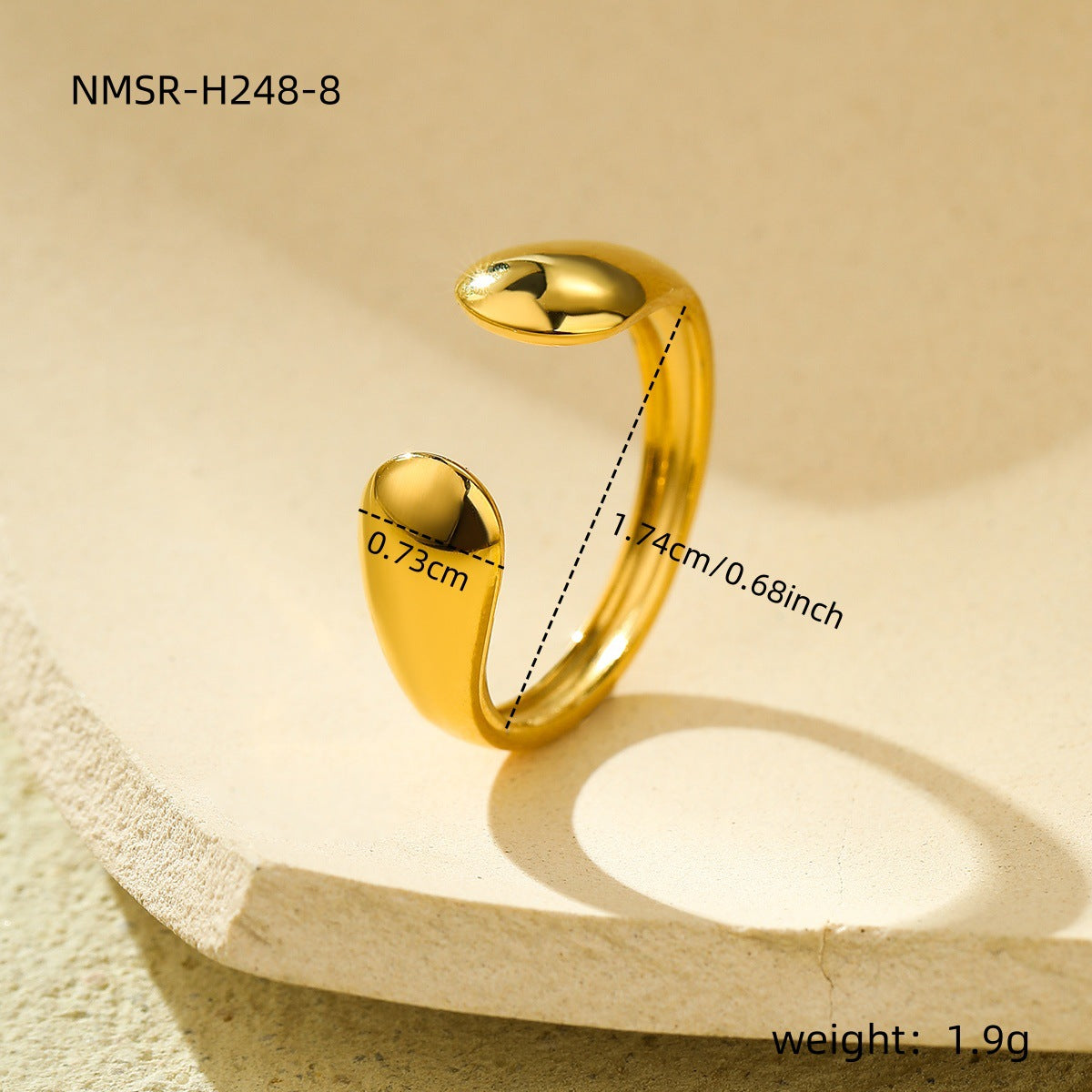 "18K Gold Geometric Asymmetric Open Titanium Steel Ring"