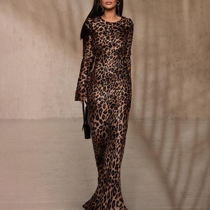 Leopard Print High Waist Slim Fit Dress