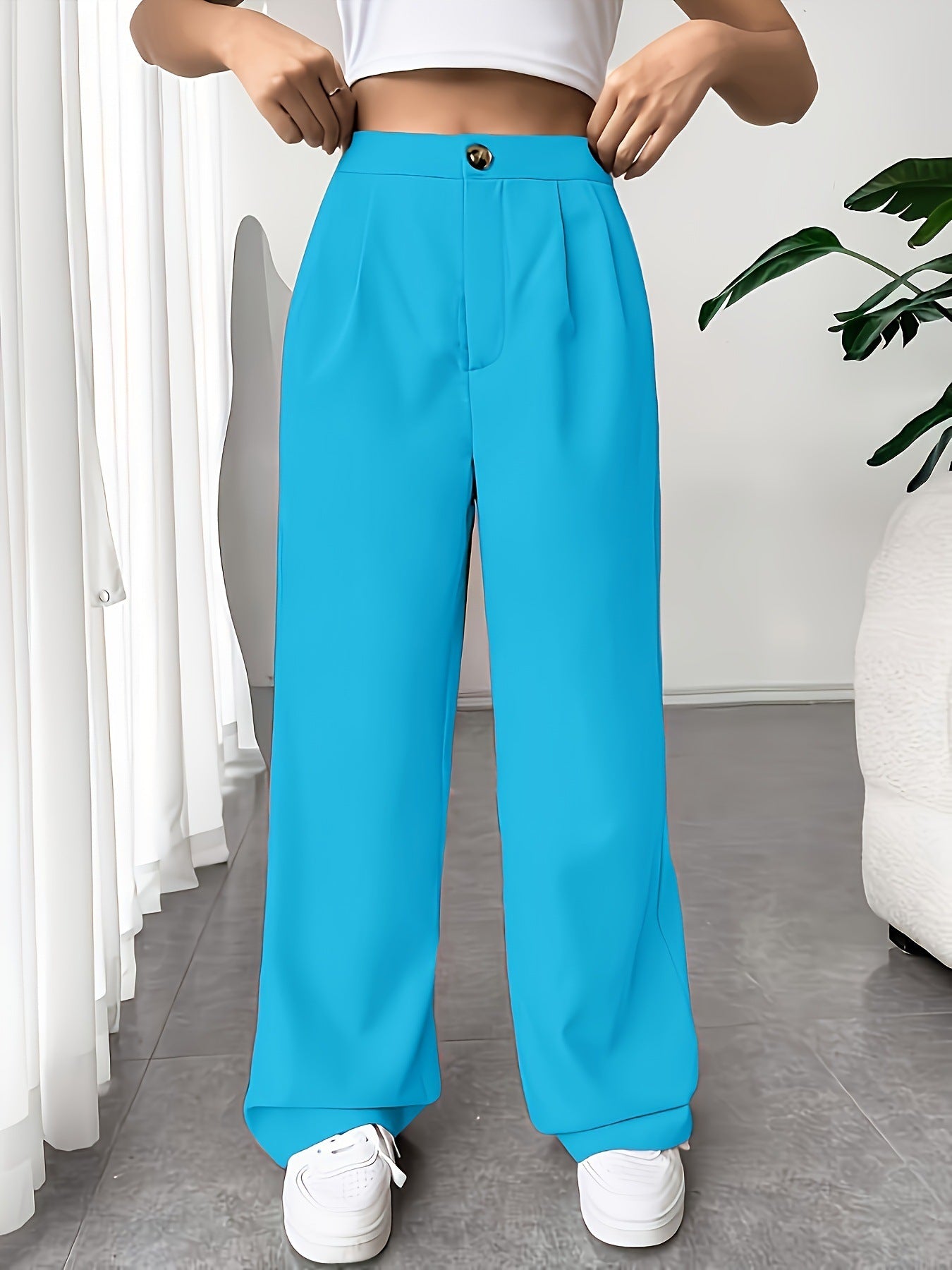 Women High Waist tailored trousers Mop Pants