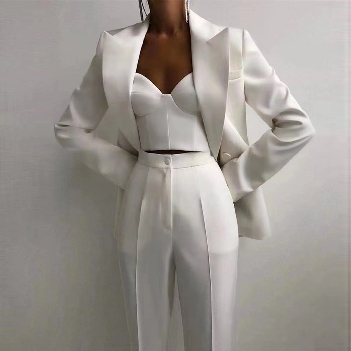 Women Bra Pants Blazer Suit Set