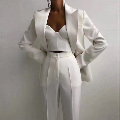 Women Bra Pants Blazer Suit Set