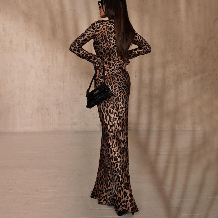 Leopard Print High Waist Slim Fit Dress