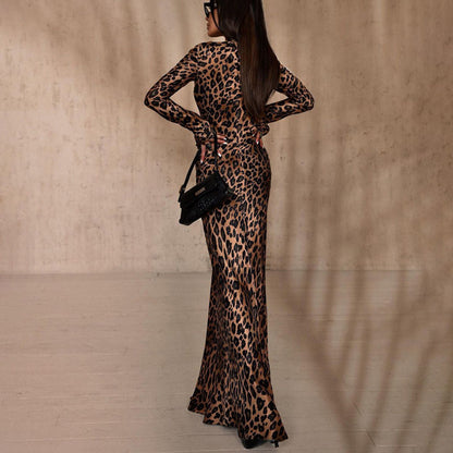 Leopard Print High Waist Slim Fit Dress