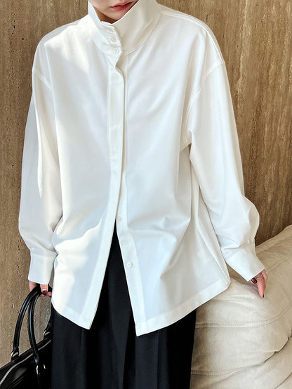 Women Long Sleeve Blouse Stand Up Collar