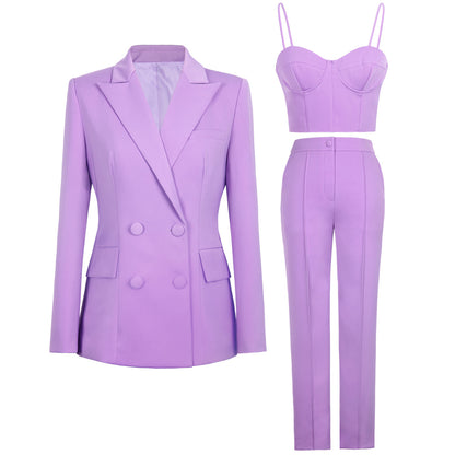 Women 3 Piece Blazer Suit Set