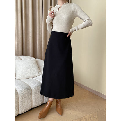 "Chic Slim Fit Knitwear with Stand-Up Collar and Elegant Buckle Detail"