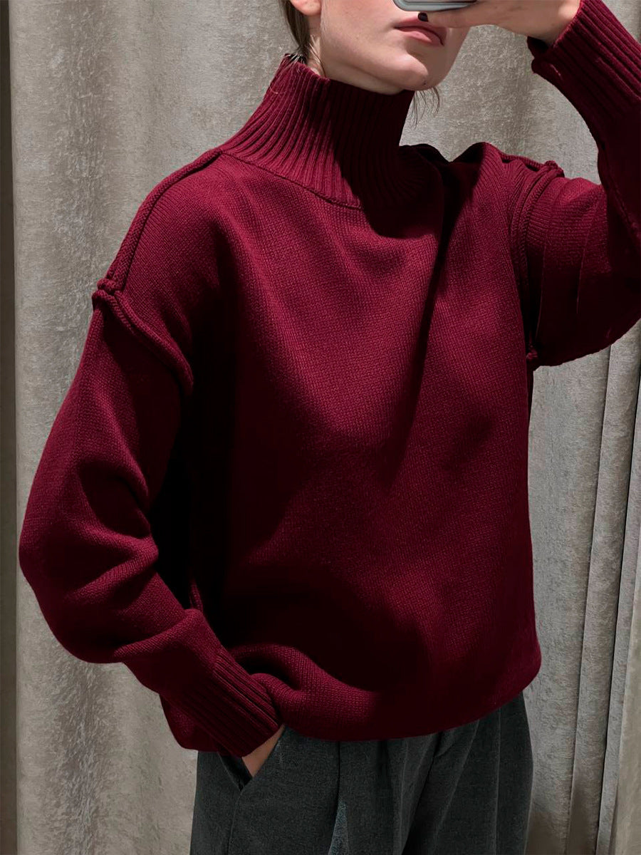 "Women's Patchwork Loose Turtleneck Sweater"