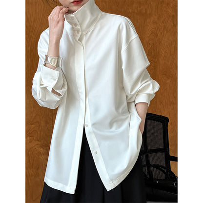 Women Long Sleeve Blouse Stand Up Collar