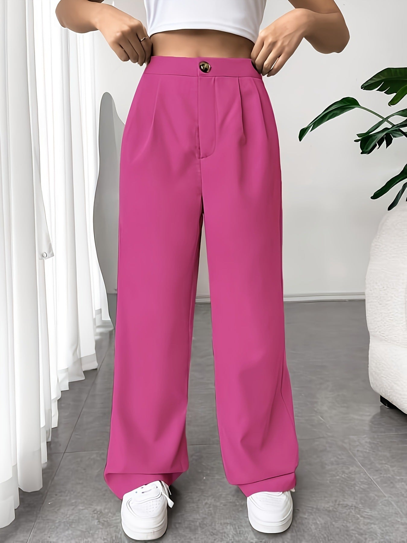 Women High Waist tailored trousers Mop Pants